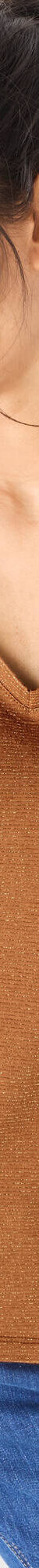 T-shirt col V, maille fantaisie brillante (noisette) T-shirt col V, maille fantaisie brillante (noisette)